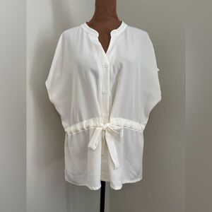 Tie Front White Women's Blouse